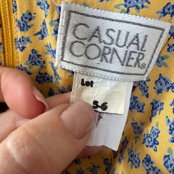 Casual Corner Womens Maxi Dress Yellow Floral Faux Wrap Dress 6 Modest Cottage - Picture 5 of 8